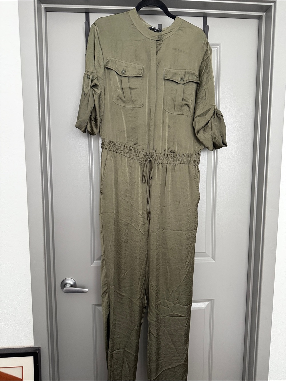 Dkny Olive Utility Drawstring Jumpsuit